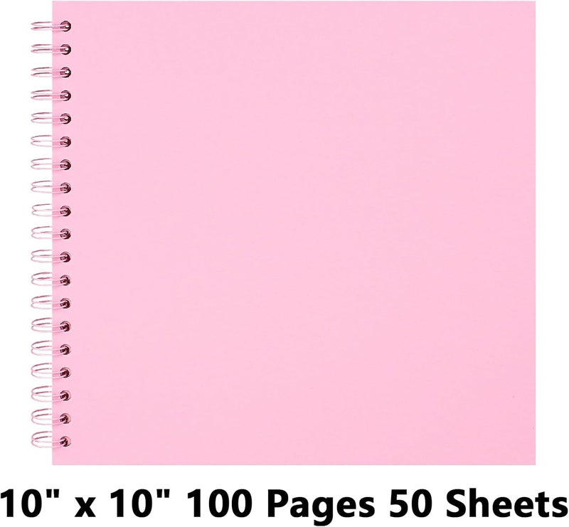Remowith 10X10 Inch DIY Scrapbook Photo Album, Kraft Blank Paper Scrap Book 100 Pages Memory Book for Wedding Family, Pink - Image 5